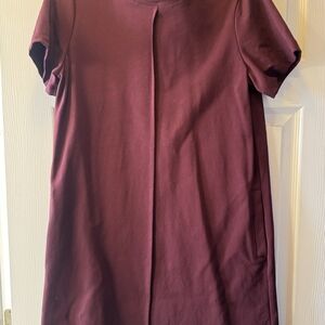 Loft Burgundy Short Sleeve Dress